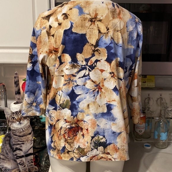 Z womens Alfred Dunner casual floral stretch 3/4 sleeve top size XLP - Picture 2 of 3